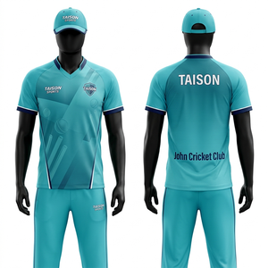 Premium 180 GSM polyester <b>cricket</b> uniform breathable yellow blue panel design sublimation print custom logo men team wear - Product Image 4