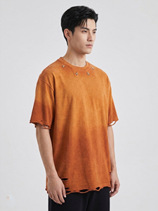 T-shirts pour hommes à épaules tombantes, coupe oversize, délavés à l'acide et effet usé, 100% coton, coupe ample - Product Image 3