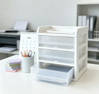 Cajonera de Escritorio Transparente A4 de 3 Niveles, Fabricada en Corea, Lista para Usar, para Documentos de Oficina, Papel, Hogar y Oficina