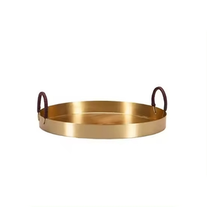 Bandeja Redonda de Metal para Postres, Bandeja Especial de Metal para el Ramadán, Portavasos de Metal para Café y Té, Bandeja de Metal para Servir Alimentos, Frutas y Verduras, Bandejas Decorativas - Product Image 1