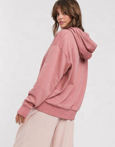 Sudadera con Capucha Rosa para Mujer, Estilo Holgado, Color Sólido, Felpa de Algodón, con Bolsillo Delantero, para Otoño, Corte Regular - Product Image 2