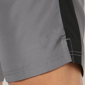 Shorts Bermuda Gris Uni à Séchage Rapide pour Homme, Taille Mi-Haute avec Cordon de Serrage, Bande Latérale et Logo Avant, Style Sportif, Tissu Polyester - Product Image 6