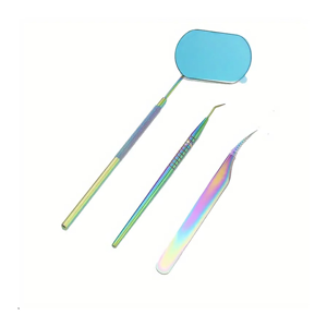 3 Piece Titanium Eyelash Mirror & Tweezers Set High Quality Grafting <b>Tools</b> for Precision Eyelash Extension Applications - Product Image 1