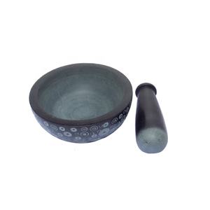 Produit de vente chaude mortier et pilon en stéatite avec motif à pois pour broyer les graines herbes outils de mélange de cuisine à bon prix - Product Image 1