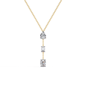 Collar Minimalista con Diamantes Cultivados en Laboratorio de Formas Mixtas, Oro Sólido de 10K, 14K, 18K y Diamantes Cultivados en Laboratorio con Cadena - Product Image 1