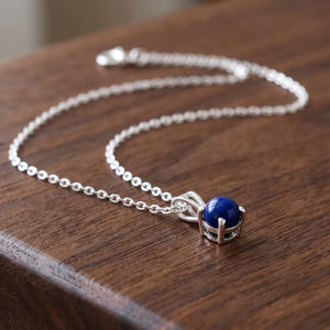 Collier ethnique pour femme en argent 925 plaqué or, serti de pierres précieuses naturelles de lapis-lazuli taille cabochon de qualité supérieure, certifié IGI - Product Image 6