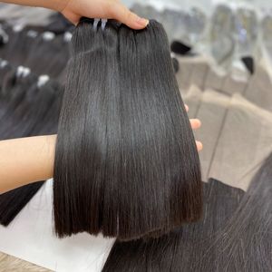 Extensiones de cabello humano recto de hueso virgen súper doble dibujado Paquetes crudos sin procesar de 8-30 pulgadas de alta calidad - Product Image 2