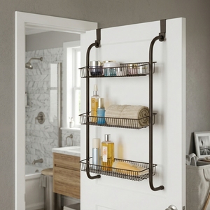 Shopee MIT Taiwan Modern Multifunction Metal Steel Tube Hanging Bathroom Over the Door Storage Organizer 5-10kg Load Capacity - Product Image 1