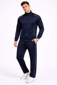 Ensemble de survêtement sportif bleu marine premium pour homme avec détails contrastés élégants, conçu pour la performance, le confort et le style - Product Image 4