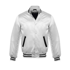 Chaqueta bomber negra de satén, diseño más reciente, lisa con logotipo bordado, logotipo propio, chaqueta bomber de satén. - Product Image 3