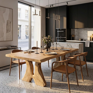 Farmhouse <b>Dining</b> <b>Table</b> For Vintage Furniture Modern Luxury Rectangle Natural Solid <b>Wooden</b> Apartment Villa <b>Dining</b> - Product Image 2