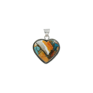 Pendentif Cœur en Turquoise Mohave Naturelle, Pendentif en Laiton avec Pierre Précieuse, Bijoux Bohèmes Faits à la Main, Fournisseur en Gros OEM ODM - Product Image 1