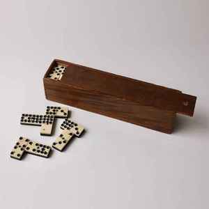 Jeu de dominos en résine noire et crème, 28 tuiles, pièces de jeu artistiques pour collection et exposition - Product Image 2
