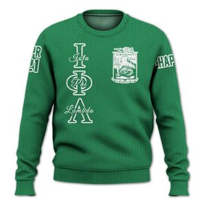 Chaqueta Universitaria Verde Esmeralda Personalizada Iota Phi Lambda, Suéter Tejido de la Hermandad Iota Phi Lambda - Product Image 5