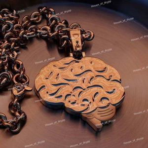 Collier pendentif en moissanite argentée, design cerveau, effet diamant, style hip-hop, bijou statement, cadeau pour homme et femme - Product Image 2