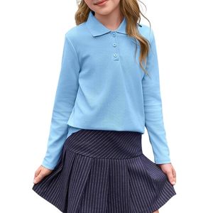 Camisetas Polo Personalizadas para Niñas, Manga Larga, Cuello Camisero, Uniforme Escolar Informal, Camisetas Polo Modernas - Product Image 4