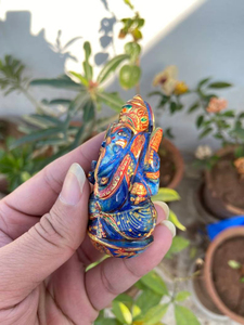 Hand Carved Lapis Lazuli Ganesha <b>Statue</b> | Hand Painted <b>Gold</b> Accent Ganesh Idol | Hindu Altar Decor | Wholesale Supplier - Product Image 3