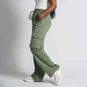 Pantalones de Forro Polar para Mujer 2026, Corte Regular, 100% Algodón con Revestimiento de PU, Transpirables, Cintura Media, Estilo Urbano, Pierna Ancha, Efecto Desgastado, Invierno - Product Image 4