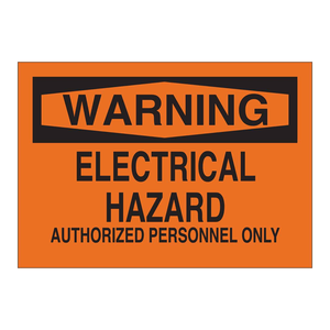 Señal de Advertencia de Riesgo Eléctrico para Personal Autorizado de Brady, Impresa con UV en PVC/Aluminio para Interiores/Exteriores - Product Image 1