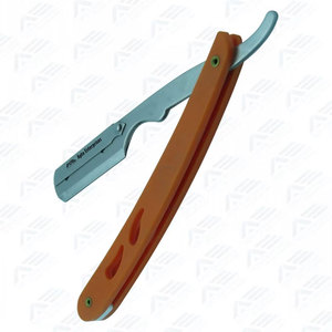 Rasoir de barbier à lame droite durable, couteau de rasage pliable orange, manche uni pour salon et usage professionnel - Product Image 6