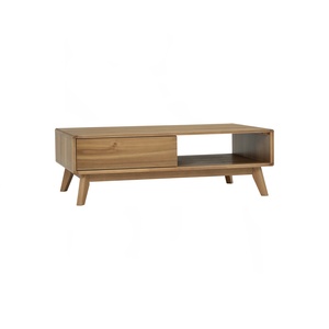 Executive 120cm Light Tennessee Walnut Coffee <b>Table</b> with Solid Wood Legs and Dual Storage Drawers for <b>Mid</b>-<b>Century</b> Modern Luxury - Product Image 4