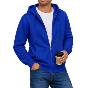 Sweat à capuche zippé personnalisé en molleton de coton pour homme, fermeture éclair intégrale, pour commandes en gros de vêtements décontractés - Product Image 4