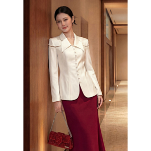 Blazer élégant blanc pour femme, à manches longues, avec peplum, anti-plis, pour le bureau, <span class=keywords><strong>ELODIE</strong></span> - Product Image 3
