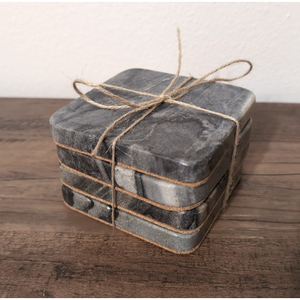 Ensemble de sous-verres carrés modernes en marbre, écologiques, durables, en pierre naturelle, technique de découpe, pour usage domestique - Product Image 1