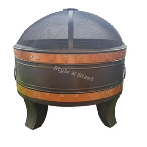 Foyer extérieur en fer noir avec peinture résistante à la chaleur, design autoportant, pour charbon/bois, idéal pour l'extérieur et le barbecue - Product Image 2