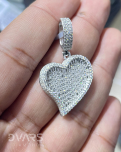 จี้รูปหัวใจทรงบาแกตต์ประดับมอสซาไนต์ เงินแท้ 925 สไตล์ฮิปฮอป จี้แบบฝังเพชร จี้สั่งทำพิเศษ เครื่องประดับแร็ปเปอร์ - Product Image 2