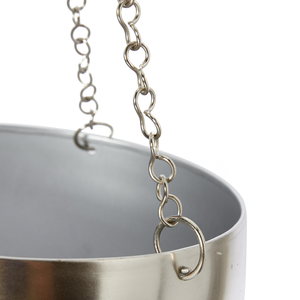 Pots de fleurs suspendus en métal argenté avec chaînes |   Bols à fleurs suspendus en acier inoxydable moderne pour la décoration intérieure et extérieure - Product Image 3