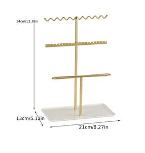 Organizador de Joyas Moderno de Tres Niveles, Soporte Ondulado para Collares, Estante para Pendientes con Múltiples Ranuras, Diseño de Base Estable para un Almacenamiento sin Enredos - Product Image 3