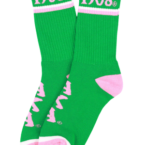 Calcetines Deportivos AKA Green Pink Crew Socks 1908, Calcetines de Punto Bordados para Mujer, Cómodos para Uso Diario - Product Image 6