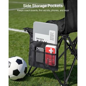 Banc pliant portable léger 4 places pour le football avec poches latérales et sac de transport – Mobilier de camping pratique - Product Image 5