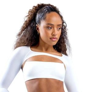 <b>Women</b> <b>White</b> Long Sleeve Sports Bra Open Back Matching <b>Leggings</b> Set High Stretch Workout Gym Yoga Fitness Activewear - Product Image 6