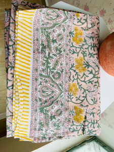 Bufanda de algodón con estampado de bloques para mujer, envoltura larga de Biikiini, bufanda de algodón con estampado de bloques florales bohemios, envoltura de gasa azul ligera - Product Image 4