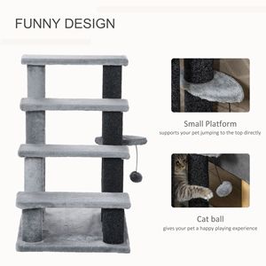 "Cat/<b>Dog</b> Stairs 4-Level Kitten Climber Light Grey with Hanging Play <b>Ball</b> & Bed/Sofa Steps" - Product Image 5
