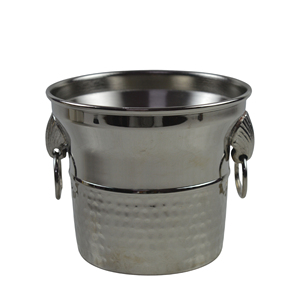 Bol à vin décoratif en métal argenté avec base sur piédestal et deux poignées latérales, refroidisseur de champagne et de boissons, fournitures de mariage - Product Image 5