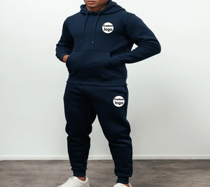 Fundamental Fleece Hood Tracksuit Navy Two Piece Set <b>Zip</b> <b>up</b> <b>Jacket</b> and Nylon Pants Sweatsuit Nylon Zipper Track Suits Tracksuit - Product Image 6
