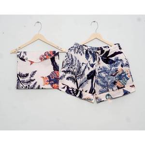 Magnifique robe de nuit d'été courte, ensemble de pyjama pour femmes 100% coton, ensemble de pyjama à manches courtes 3 pièces et shorts, vêtements de détente - Product Image 2