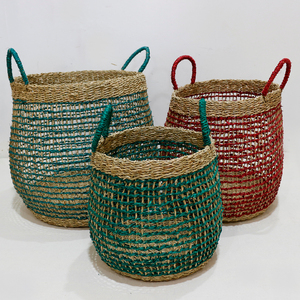 Cesta de Almacenamiento de Hierba Marina Natural, Plegable, Tejida, con Asas, para Ropa, Cocina, Guardería - Product Image 5