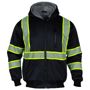 All Weather High Visibility Safety Jacket Hooded <b>Waterproof</b> Shell Reflective <b>Work</b> Coat Multi Purpose Outdoor Security Gear - Product Image 1