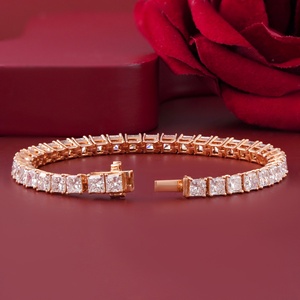 13.53 CT Princess Cut Lab Grown Diamond Tennis Bracelet 14K Rose <b>Gold</b> 4-Prong Rhodium 18K <b>Solid</b> <b>Gold</b> White <b>Gold</b> Perfect Gift IGI - Product Image 3