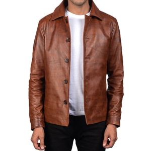 Chemises en cuir personnalisées OEM pour hommes 2026 – Coupe ample premium, boutonnées, décontractées, entièrement doublées – Nouvelle collection hiver, style urbain élégant - Product Image 1