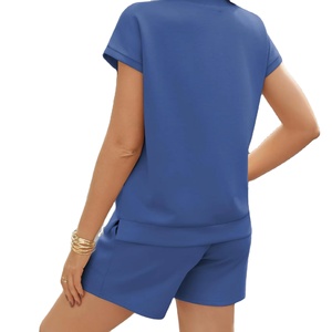 Ropa Casual de Calle para Mujer, Conjunto de Verano de 2 Piezas, Camiseta de Manga Corta por Encima de la Rodilla, Color Sólido, 100% Algodón - Product Image 4