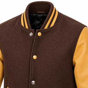 Chaqueta Varsity Marrón para Hombre de WESTMARK APPAREL INDUSTRY, Cuello Alto con Botones a Presión, Ecológica, Transpirable, Resistente al Viento, Ropa de Abrigo para Otoño - Product Image 3