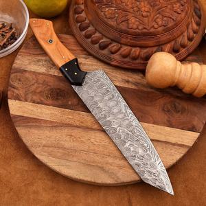 Couteau de Chef Industriel en Acier Damas SHARP POINT TRADES, 8 Pouces, Manche en Bois, Lame Droite Double Tranchant, Épaisseur 0,5 mm, Garantie 3 Ans - Product Image 3