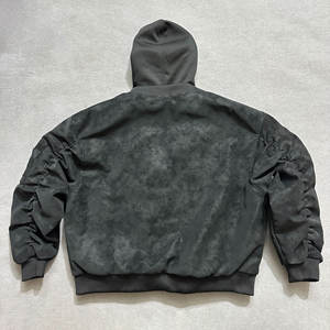 Chaqueta Bomber con Capucha para Hombre, Cierre de Cremallera, Color Sólido Informal, para Otoño, Corte Regular, Material de Poliéster Tejido - Product Image 3