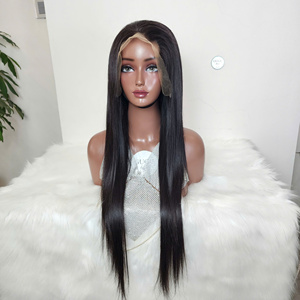 Pelucas de cabello humano liso natural al por mayor con cutícula alineada, pelucas frontales de encaje de cabello virgen vietnamita, peluca de cabello doblemente tramado. - Product Image 1