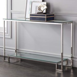 Mesa Consola de Metal de Lujo con Tapa de Cristal, Mueble Elegante para Entrada, Diseño Moderno para Decoración de Sala de Estar - Product Image 4
